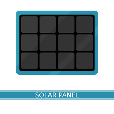 Vector illustration of portable solar panel isolated on white background. Alternative energy generation for camping, hiking, tourism, in flat style.のイラスト素材