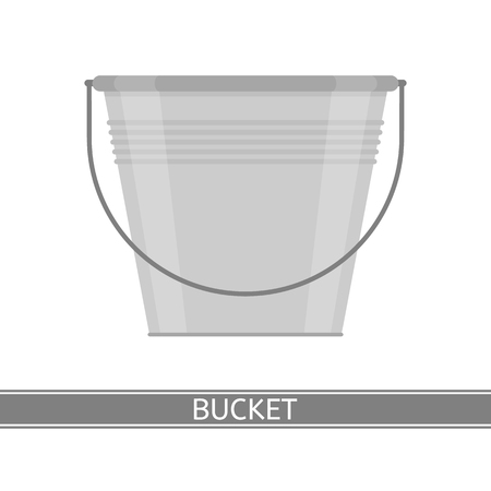 Vector illustration of steel bucket isolated on white background. Housekeeping equipment in flat style.のイラスト素材