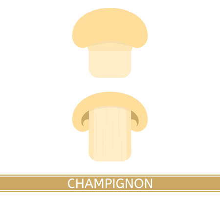 Mushroom whole and sliced in flat styleのイラスト素材