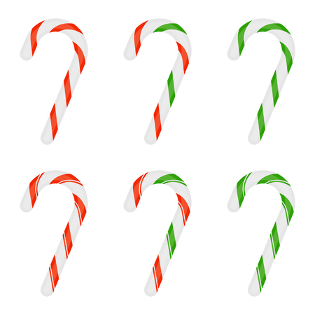 Vector illustration of Christmas candy cane isolated on white background. Xmas sweets set in flat style.のイラスト素材