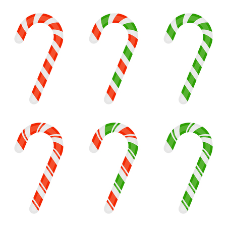 Vector illustration of Christmas candy cane isolated on white background. Xmas sweets set in flat style.のイラスト素材