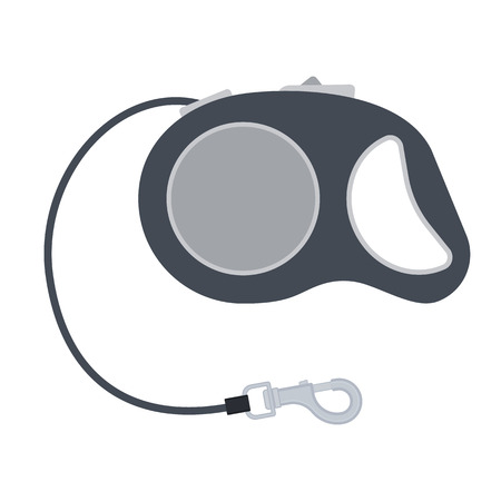 Vector illustration of retractable cord leash isolated on white background. Pet supplies. Dog equipment in flat style.のイラスト素材