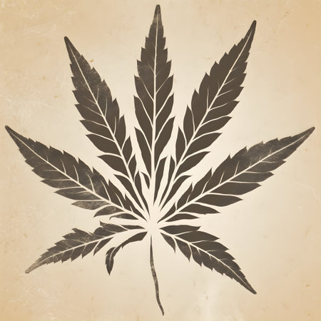 Graphically textured messy template cannabis leaf, generative AI content.の素材