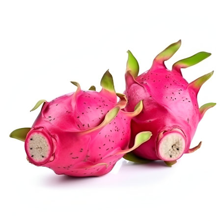 Dragon fruit isolated on white background, generative AI content.の素材
