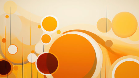 A balanced mix of circles in warm orange tones, soft transitions and clear linesの素材