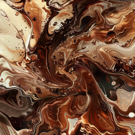 Elegant swirl of chocolate tones. An exquisite pattern of chocolate elegantly swirled into a hypnotic, abstract design.の素材