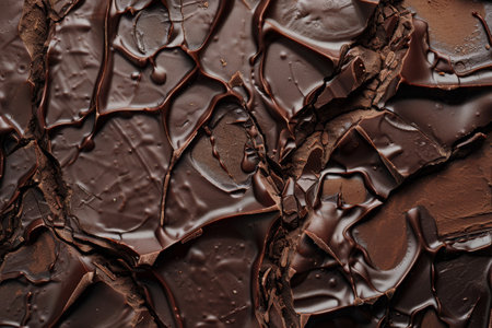 Desert landscape shaped in chocolate background. The depiction of an arid desert landscape, recreated in detail in multi-faceted chocolate brown tones, close upの素材