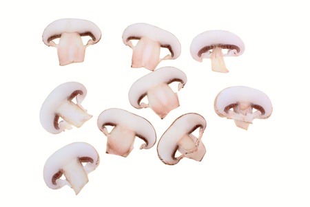 Biological mushrooms product on plain on white backgroundの写真素材