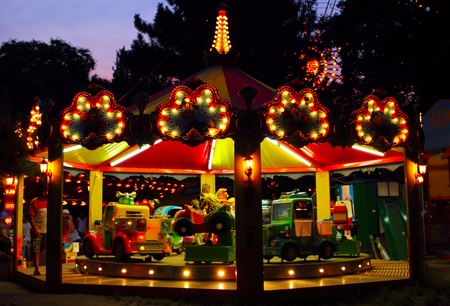 Roundabout night-time lighting in park of the city of Odessa, Ukraineのeditorial素材