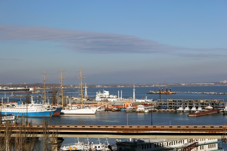 View on trading port with cranes, containers and cargoesのeditorial素材