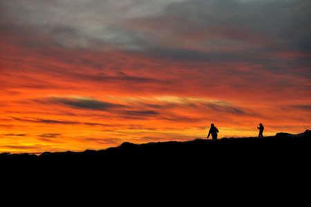 Martians walking during sunriseの写真素材
