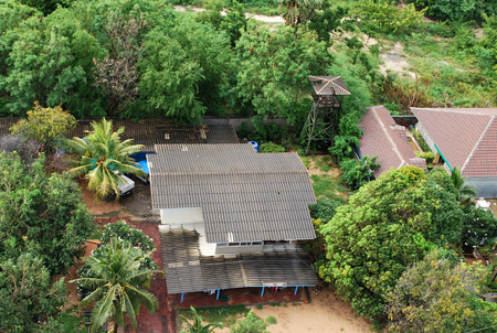 Aerial view of a typical residential housekeeping in Pattaya, Thailandの写真素材