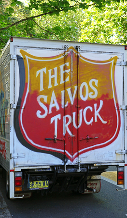 Sydney, Australia - October 17, 2017: Salvation Army donations truck parked near William Booth Houseのeditorial素材