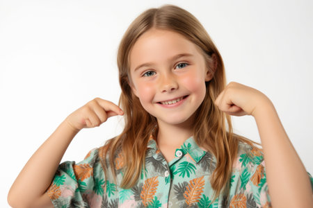 Portrait of a cute little girl on a white background. Studio shot.の素材