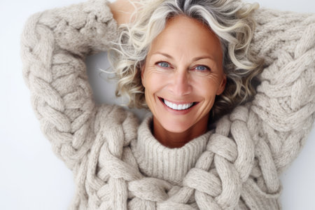 Portrait of a beautiful middle-aged woman smiling at the cameraの素材