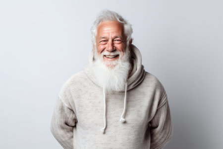 Portrait of a senior man with white beard in a sweater.の素材