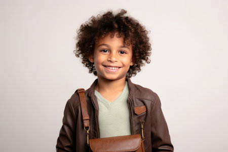 Portrait of a cute little african american girl with curly hairの素材