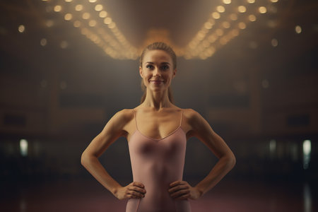 Portrait of a beautiful young sportswoman standing in the gymの素材