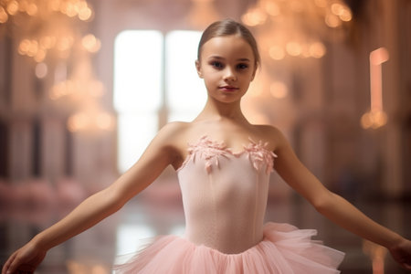 Portrait of a beautiful ballerina in a pink tutuの素材