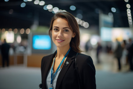 Portrait of a beautiful young businesswoman at the conference hall.の素材