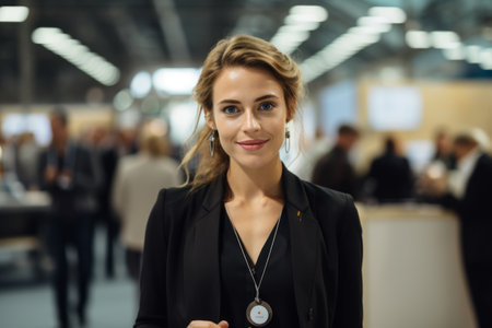 Portrait of a beautiful business woman in a suit with a stethoscopeの素材