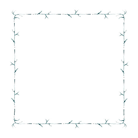 frame template for greeting card with green banches on a white backgroundの写真素材