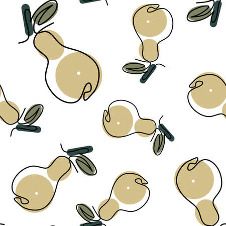Seamless pattern with pears. line art illustrationの写真素材