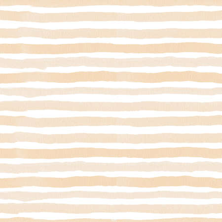 watercolor seamless pattern with orange, beige lines on white backgroundの写真素材