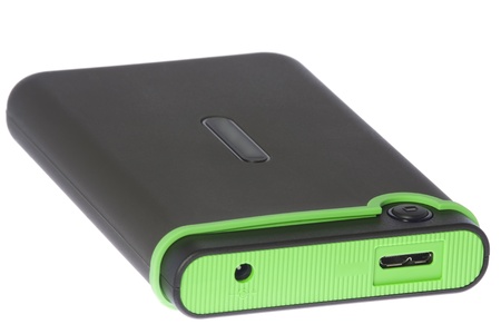 Peripheral hard drive, a device for storing information in electronic form, isolated on whiteの写真素材