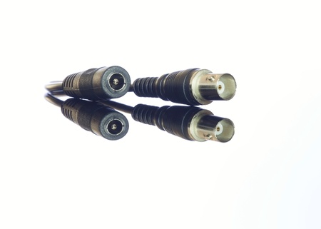 Connectors for camcorder isolated on white backgroundの写真素材