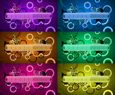 Progress bar in grunge frame. Different color templates. のイラスト素材