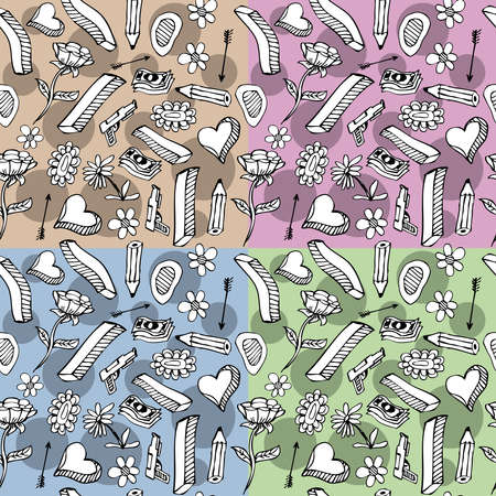Seamless vector texture with hand-drawn doodlesのイラスト素材