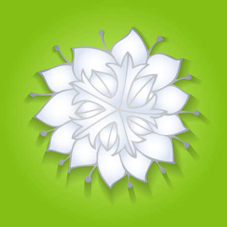 Flower on green background with realistic shadowのイラスト素材