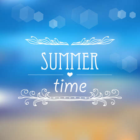 Summer time background. Poster on tropical beach backgroundのイラスト素材