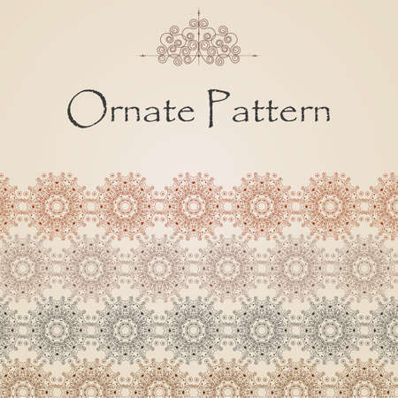 Vector pattern in Eastern style on scroll work background. Ornate element for design. Place for text. Ornamental pattern for wedding invitations, greeting cards. Traditional outline decor.のイラスト素材