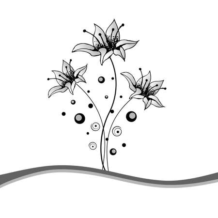 Beautiful Black and White floral frame.のイラスト素材