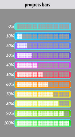 Colorful progress bar set. User interface design. Vector illustration.のイラスト素材