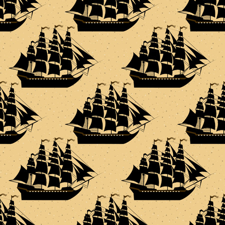 Ship seamless pattern on white background. Vector illustration.のイラスト素材