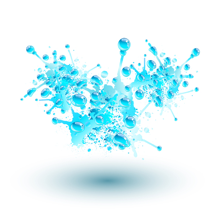 Blue water splash, vector illustration. Realistic water dropsのイラスト素材