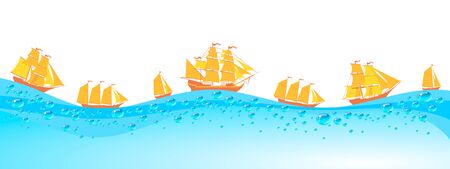 Ship with separate editable elements. Design for yacht clubs, shirts, etc.のイラスト素材