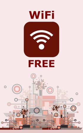 Wifi Free Sign With Square Style Icon on Hi-Tech Backgroundのイラスト素材