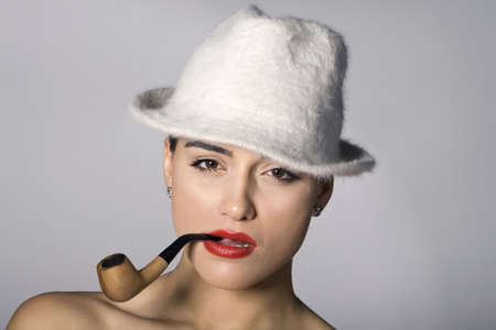 Mafia woman photo series. Studio shotの写真素材