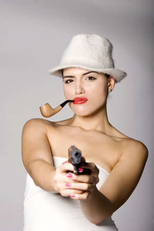 Mafia woman photo series. Studio shotの写真素材