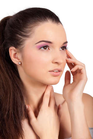 Closeup beauty portrait of a beautiful young womanの写真素材