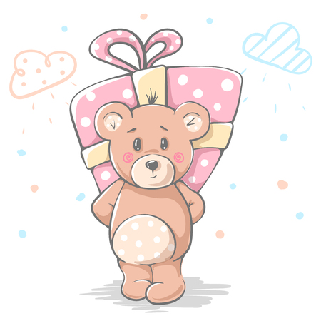 Cute baby teddy cartoon character for print t-shirt.のイラスト素材