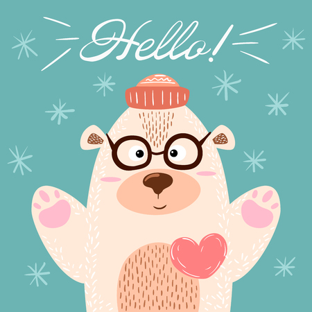 White bear - cute illustration. Heart and love. Idea for print t-shirt.のイラスト素材