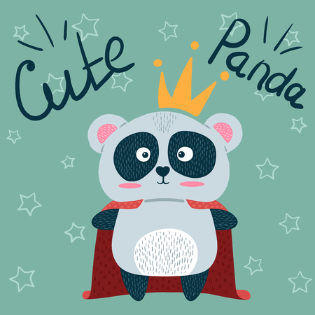 Cute little princess. Panda characters. Idea for print t-shirt. Vector eps 10のイラスト素材
