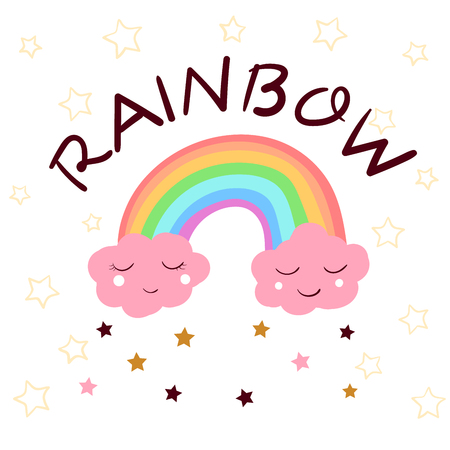 Cute rainbow illustration. Idea for print t-shirt. Vector eps 10のイラスト素材