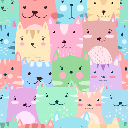 Cat, kitty - cute, funny pattern Hand drawのイラスト素材