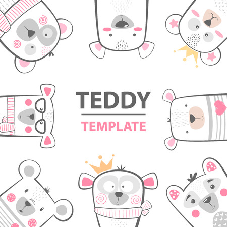 Cute winter illustration. Bear characters. hのイラスト素材